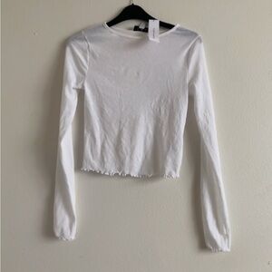 NWT White Long Sleeve Top Mesh sheer crop